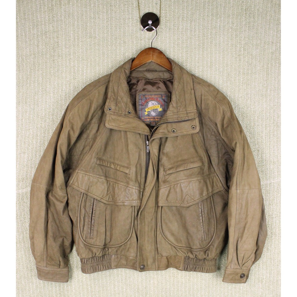 Adventure Bound Wilsons Leather Bomber Jacket Brown Mens Large Vintage Flight